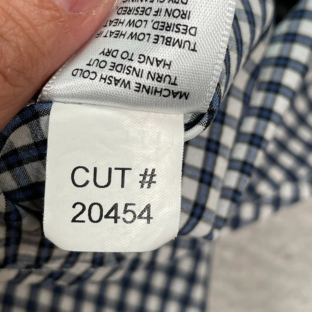 Mizzen Main Leeward XL Standard Fit Performance Dress Shirt‎ Blue white Plaid